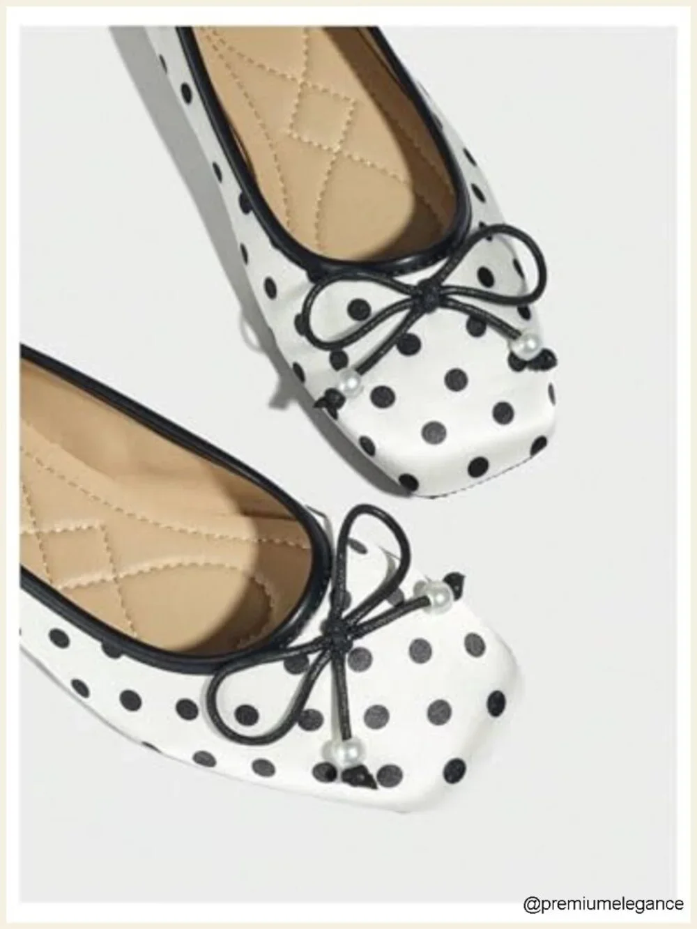 Polka Dots Ballet Flat Lace Mesh Beaded Square Toe Wedding Shoes